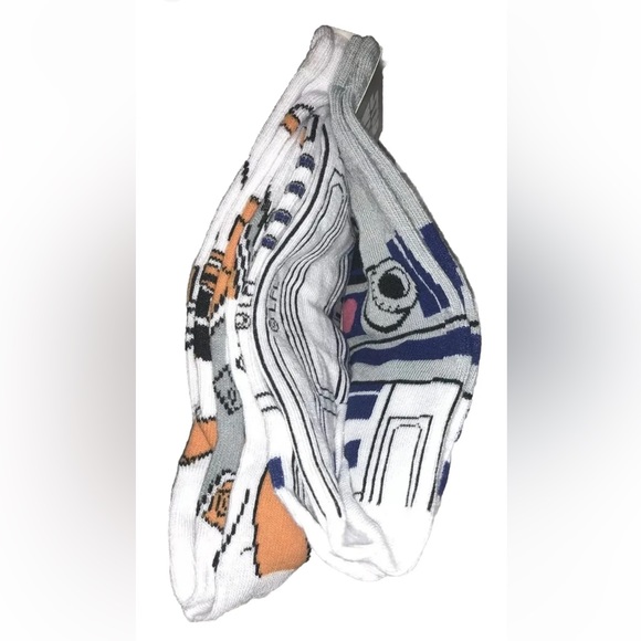 Star Wars R2D2 BB8 Crew Socks 2 Pair Men 6-12 White Blue w Droids  POTF Jedi NEW - Picture 6 of 9